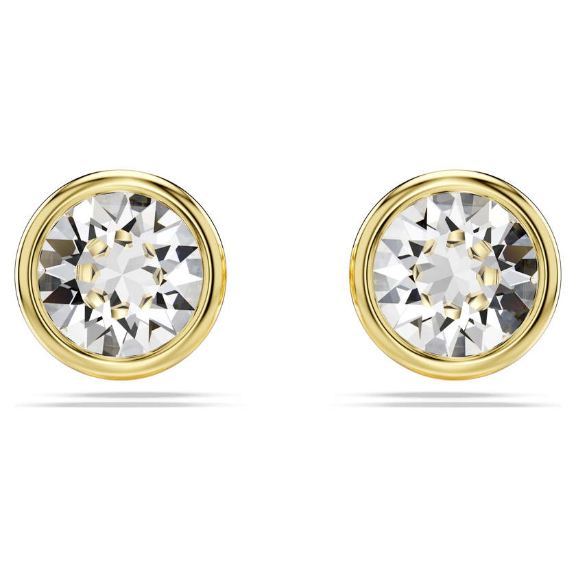swarovski أقراط دبوسية imber، قطع مُستدير، لون أبيض، طلاء بلون ذهبي