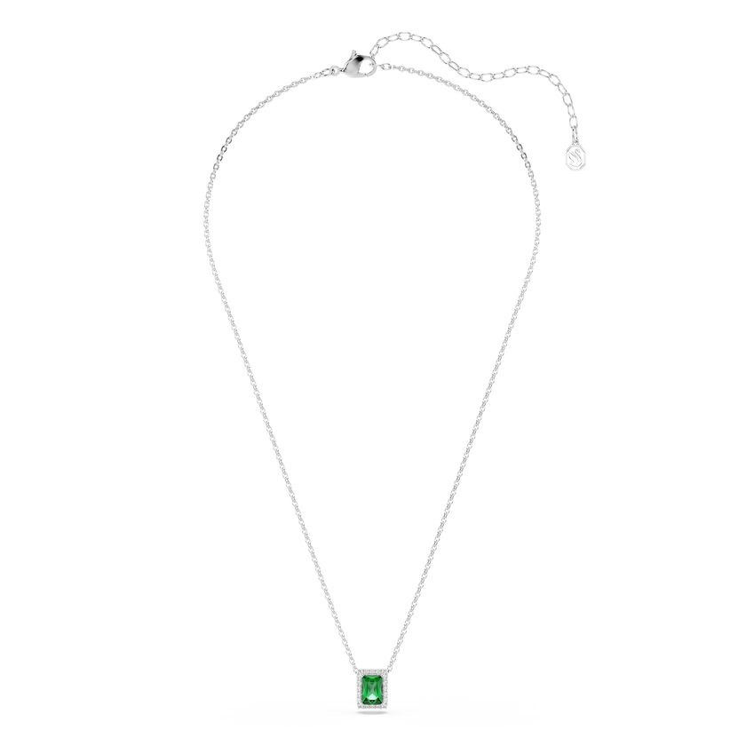 swarovski قلادة una angelic، قطع مستطيل، أحجار كريستال صغيرة متراصة، لون أخضر، طلاء روديوم