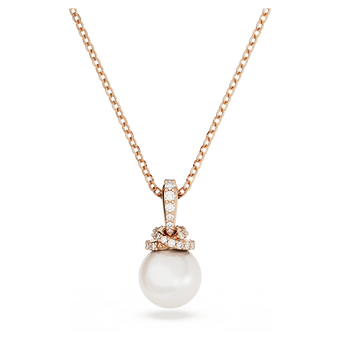 swarovski قلادة originally، لؤلؤ كريستال، لون أبيض، لمسة نهائية من الذهب الوردي عيار 18 قيراط