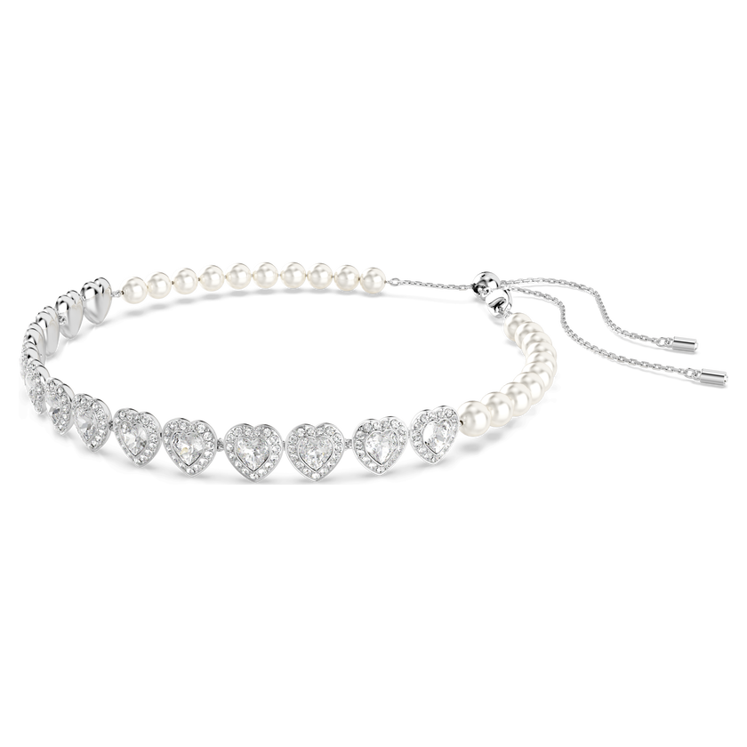عقد شوكر تنس ariana grande x swarovski، قطع متنوع، شكل قلب، لون أبيض، طلاء روديوم