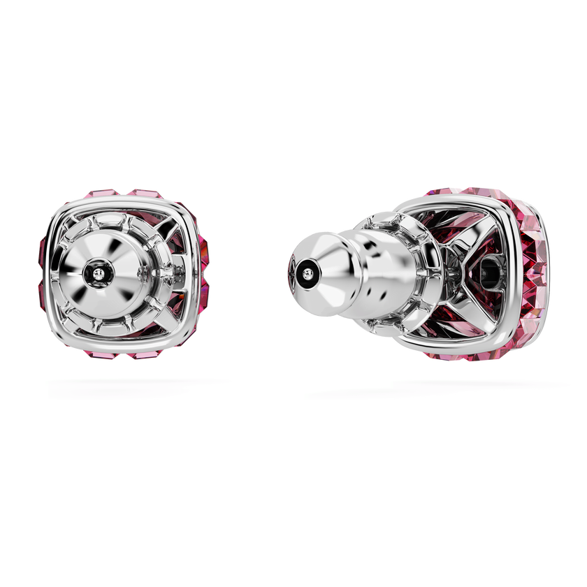 swarovski أقراط دبوسية birthstone، قطع مربع، شهر أكتوبر، لون وردي، طلاء روديوم