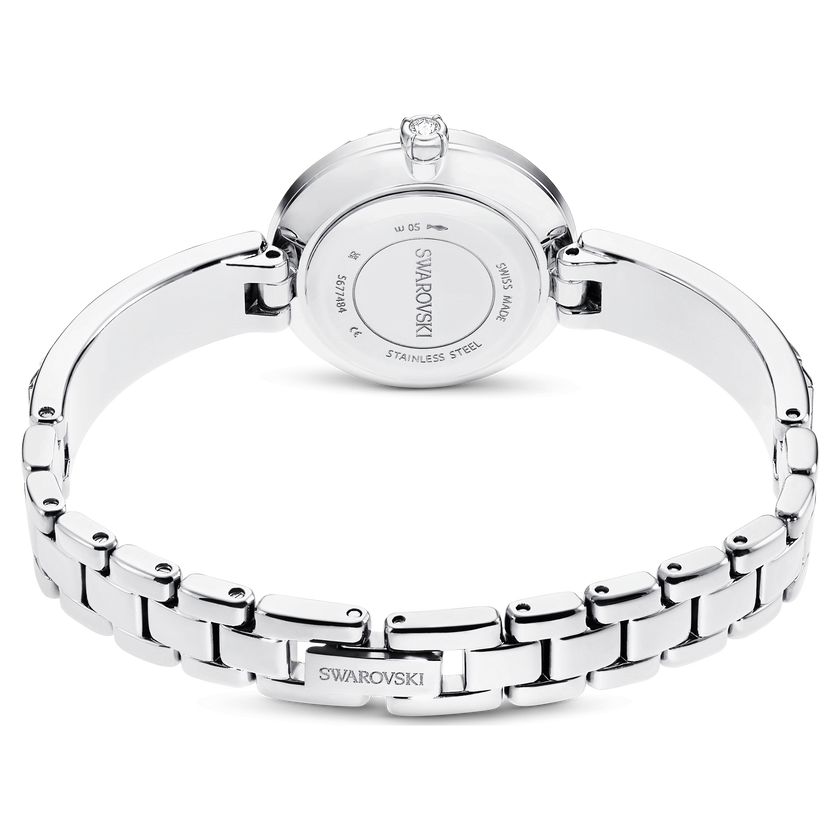 swarovski ساعة matrix bangle، صناعة سويسرية، سوار كريستال، لون أبيض، ستانلس ستيل
