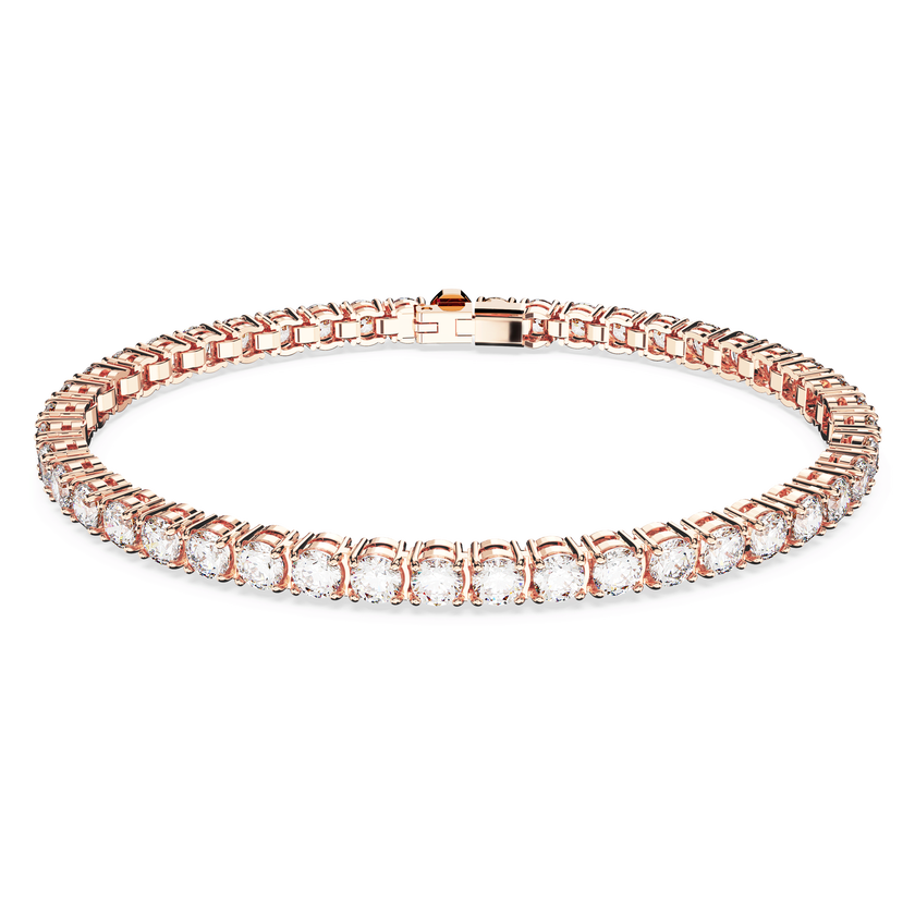 swarovski سوار matrix tennis، قطع مستدير، لون أبيض، طلاء بلون ذهبي وردي