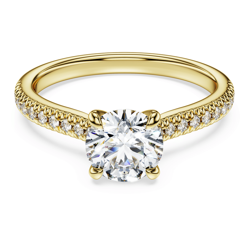swarovski خاتم سوليتير eternity، ألماس مُصنع في المختبر بإجمالي 1 2 قيراط، شكل دائري، ذهب أصفر عيار 18