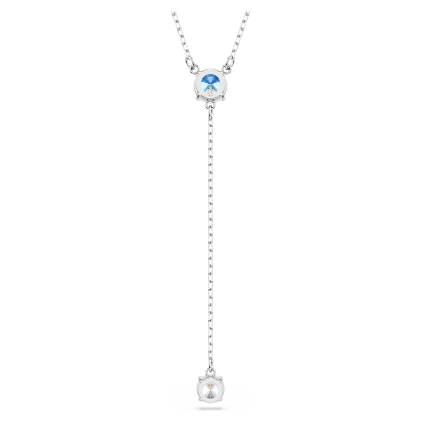 swarovski عقد على شكل حرف y من عائلة stilla attract، قطع مستدير، لون أزرق، طلاء روديوم