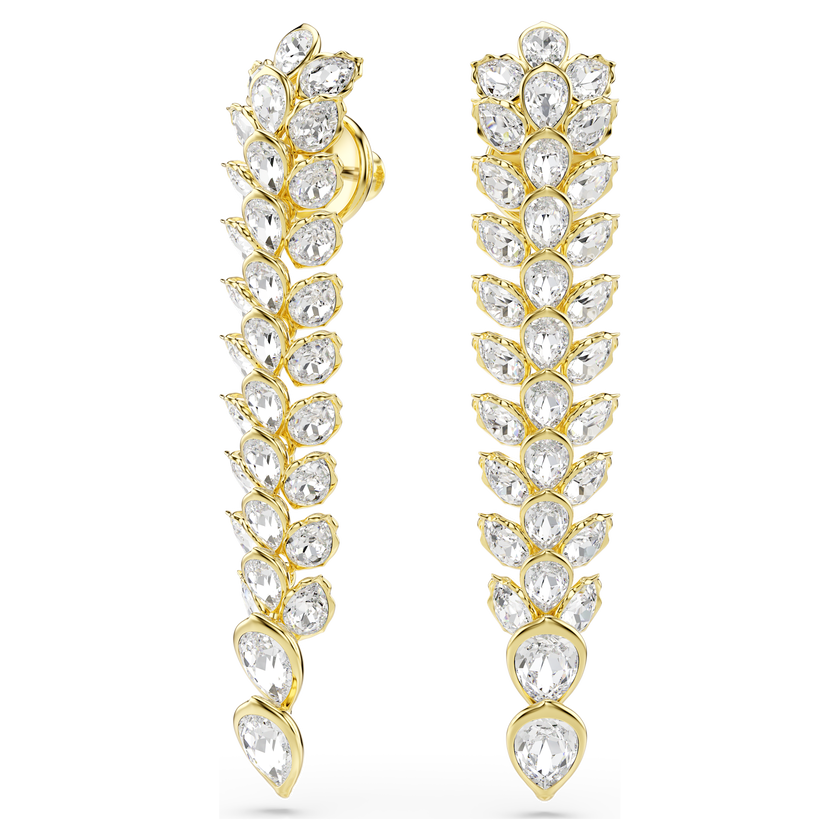 swarovski أقراط متدلية idyllia، قطع متنوع، تصميم طويل، لون أبيض، طلاء باللون الذهبي