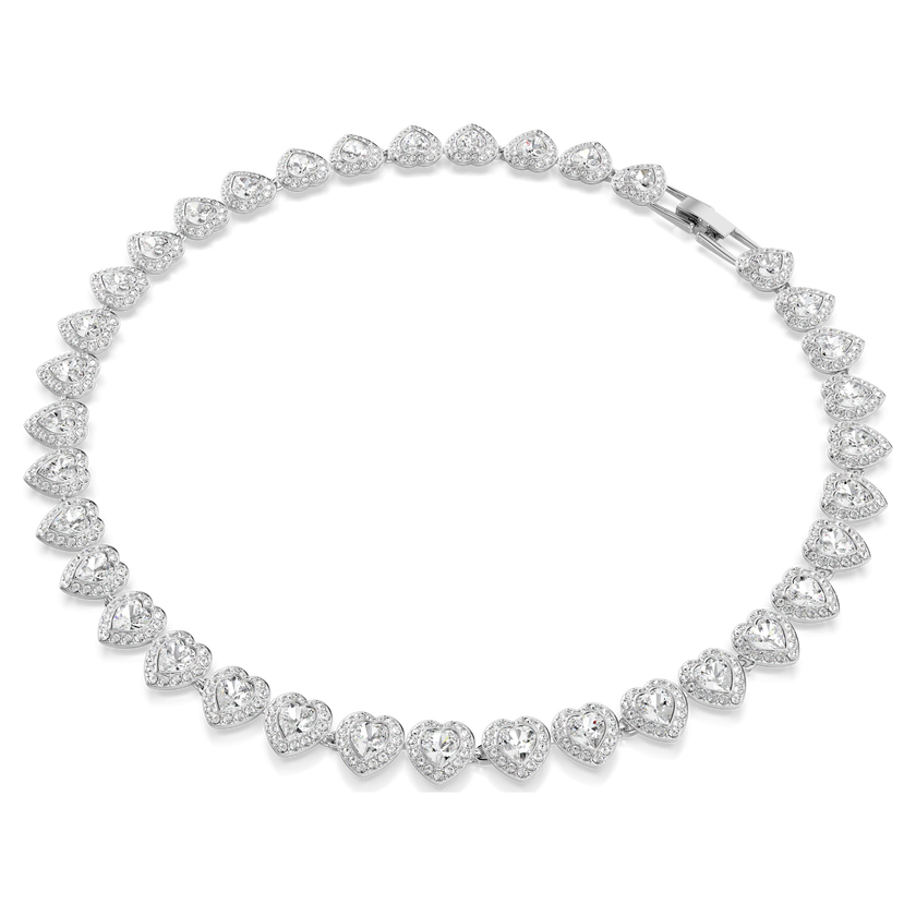 عقد تنس ariana grande x swarovski، قطع متنوع، شكل قلب، لون أبيض، طلاء روديوم