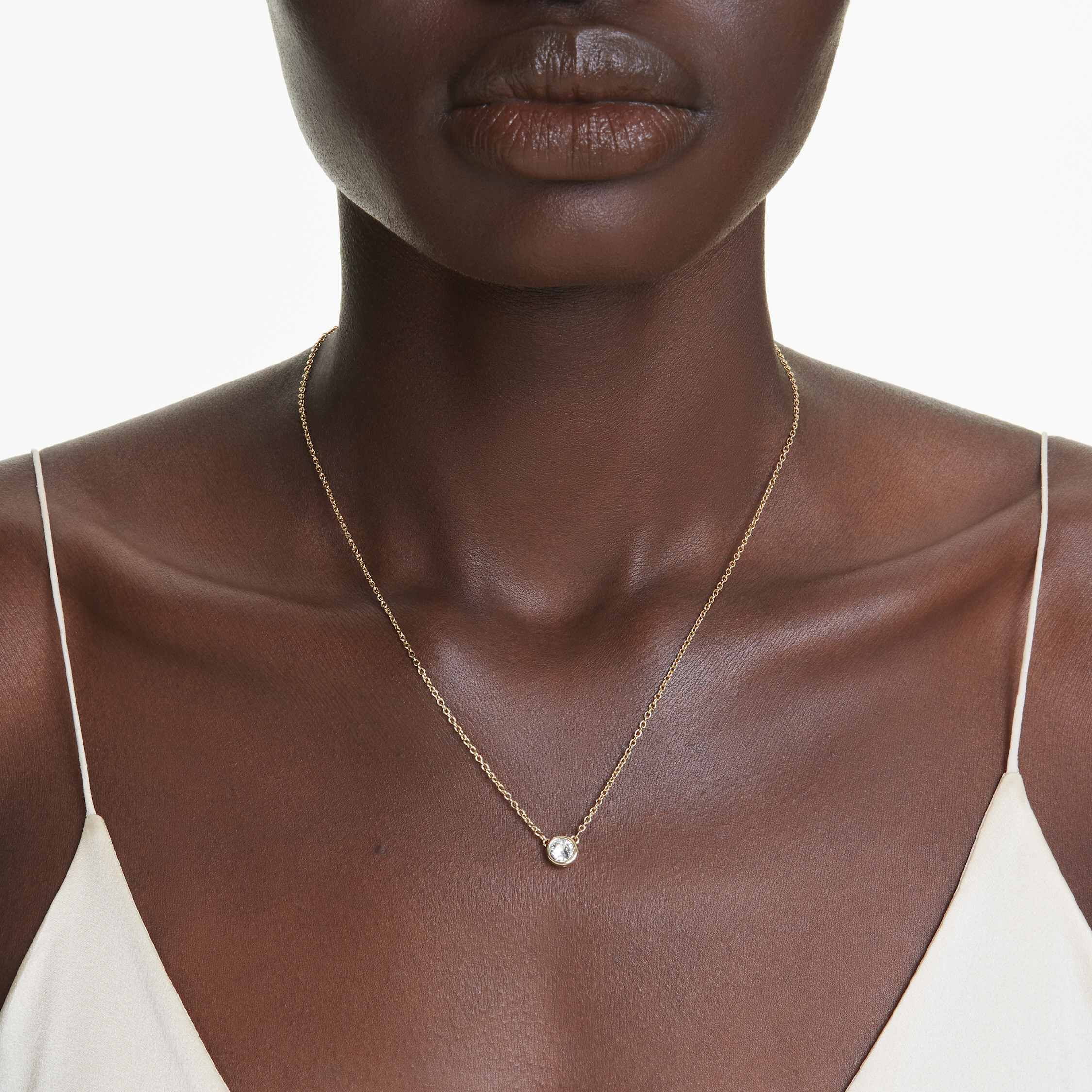 swarovski قلادة imber، قطع مُستدير، لون أبيض، طلاء بلون ذهبي