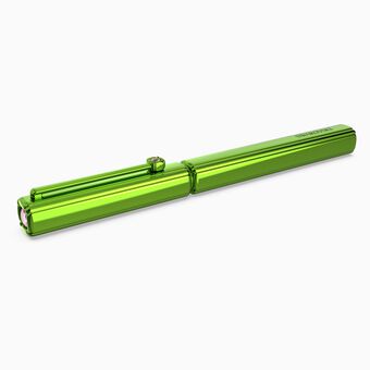 قلم حبر جاف، مزدان بكريستالات مربعة بحواف دائرية، لون أخضر