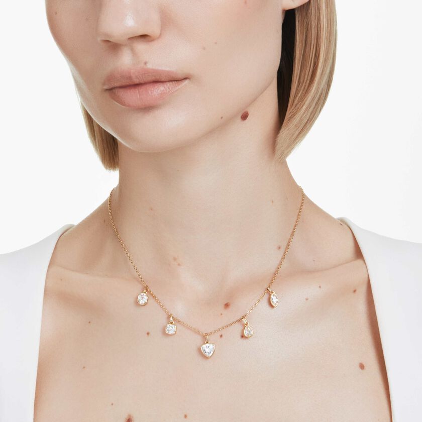swarovski عقد imber، قطع متنوع، لون أبيض، طلاء باللون الذهبي