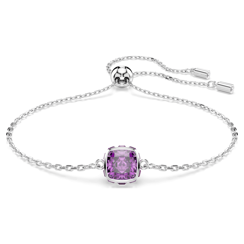 swarovski سوار birthstone، قطع مربع، february، لون أرجواني، طلاء روديوم