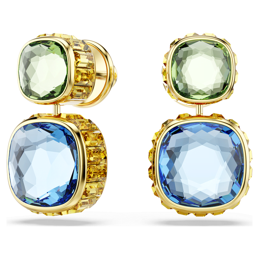 swarovski أقراط متدلية chroma، قطع على شكل وسادة، ألوان متعددة، طلاء باللون الذهبي