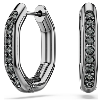 swarovski أقراط حلقية dextera، شكل مثمن، قطع مستدير، لون أبيض، طلاء روثينيوم