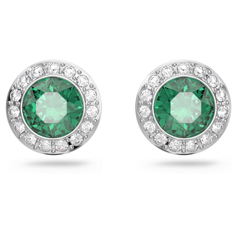 swarovski أقراط دبوسية una angelic، قطع مُستدير، لون أخضر، طلاء روديوم
