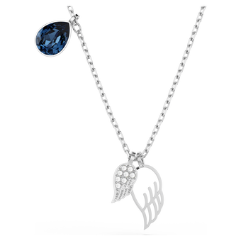 swarovski symbolica necklace  wing  blue  rhodium plated