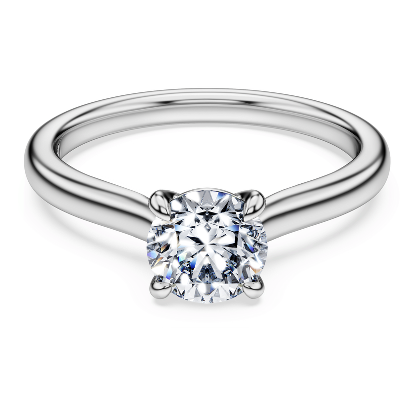 swarovski خاتم سوليتير eternity، أحجار ألماس مُصنعة في المختبر بإجمالي 1 قيراط، قطع مستدير، ذهب أبيض عيار 18