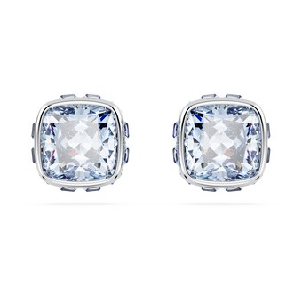 swarovski أقراط دبوسية birthstone، قطع مربع، شهر مارس، لون أزرق، طلاء روديوم