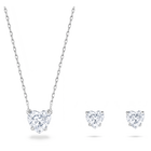 swarovski طقم attract، على شكل قلب، لون أبيض، طلاء روديوم