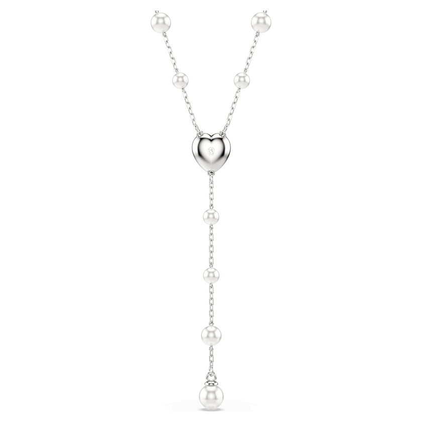 عقد على شكل y ariana grande x swarovski، قطع متنوع، شكل قلب، لون أبيض، طلاء روديوم