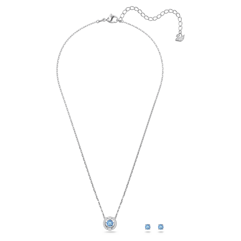 swarovski طقم una، قطع مستدير، لون أزرق، طلاء روديوم