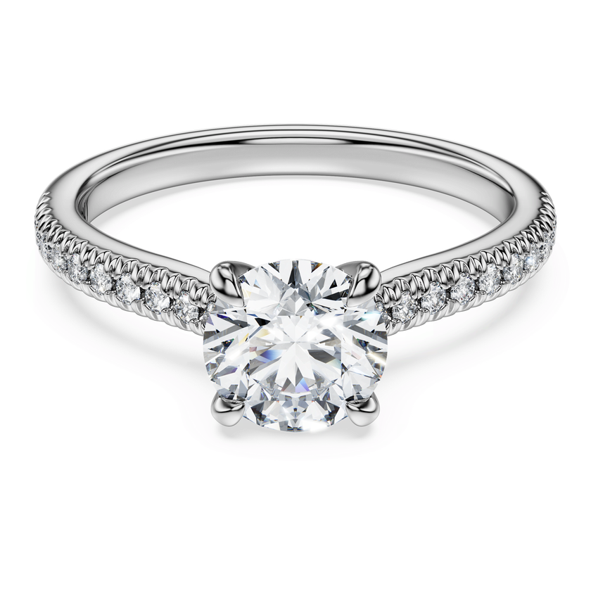 swarovski خاتم سوليتير eternity، ألماس مُصنع في المختبر بإجمالي 1 2 قيراط، شكل دائري، ذهب أبيض عيار 18