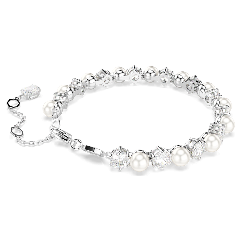 swarovski سوار matrix tennis، لآلئ كريستال، قطع مستدير، لون أبيض، طلاء روديوم