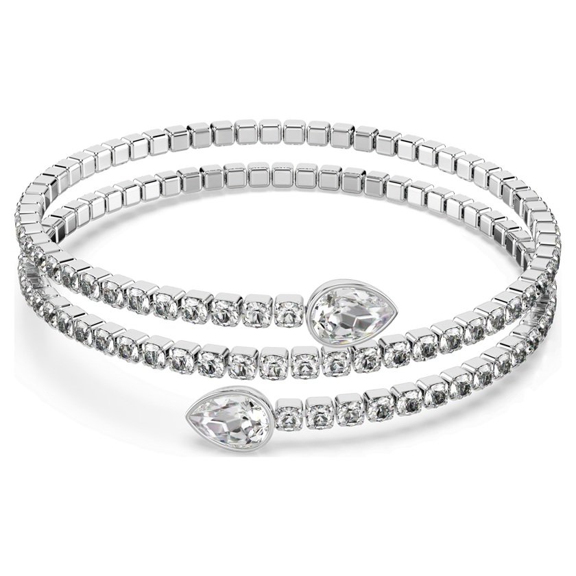 swarovski سوار twisty، قطع على شكل كمثرى، لون أبيض، لمسة نهائية من معادن مختلطة