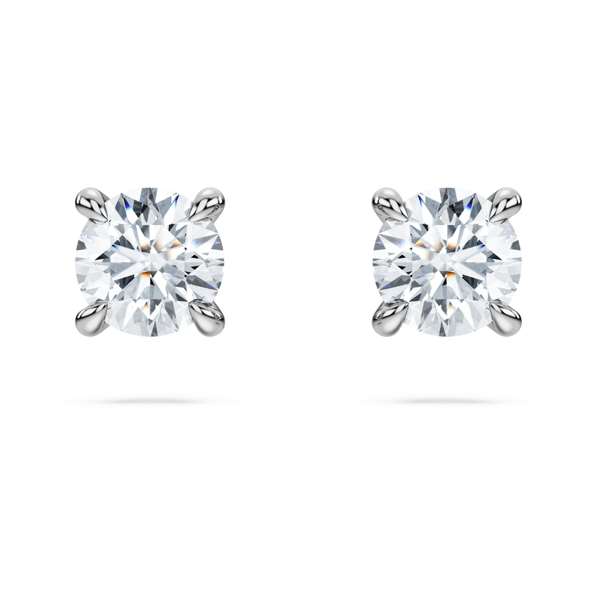 swarovski أقراط دبوسية eternity، أحجار ألماس مُصنعة في المختبر بإجمالي 0 52 قيراط، شكل دائري، فضة إسترليني