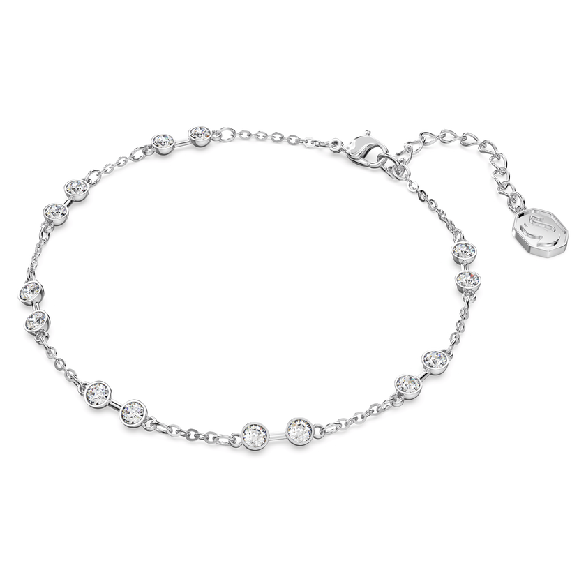 swarovski سوار منسدل من مجموعة remix collection من سواروفسكي، قطع مستدير، لون أبيض، طلاء روديوم
