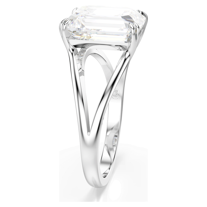 swarovski خاتم كوكتيل stilla، قطع مُثَمَّن، لون أبيض، طلاء روديوم