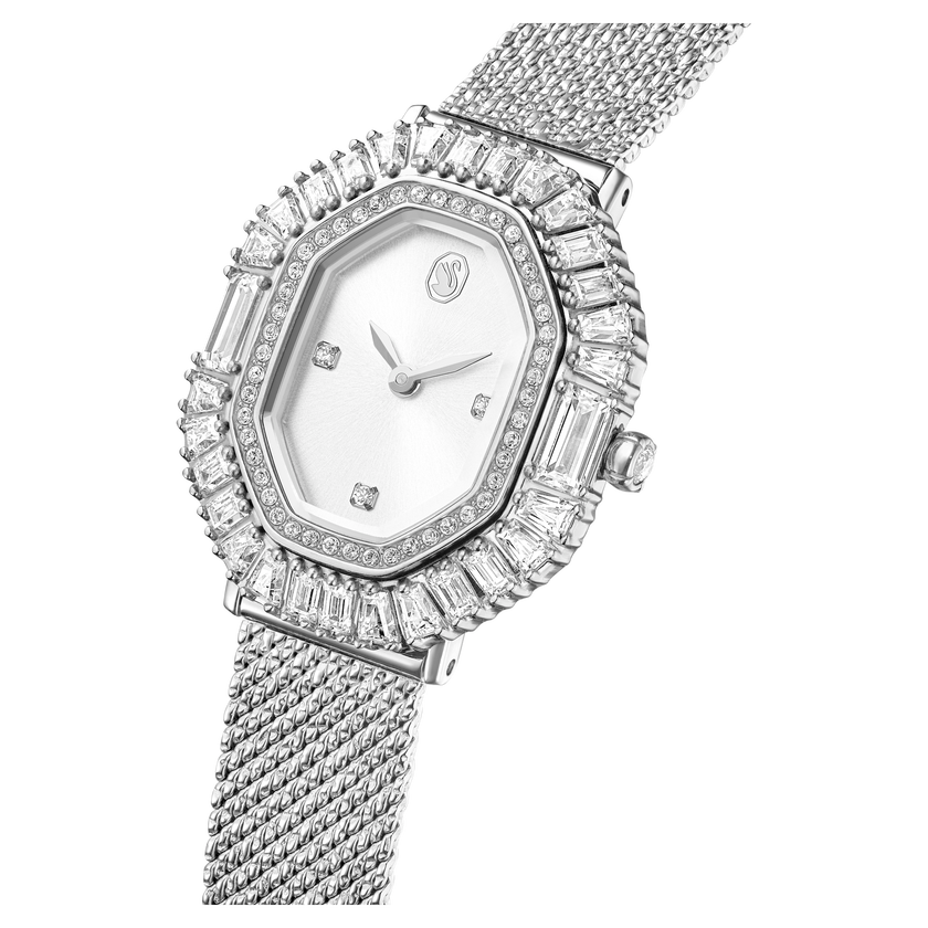 swarovski ساعة يد matrix octagon، سوار معدني، لون فضي، ستانلس ستيل