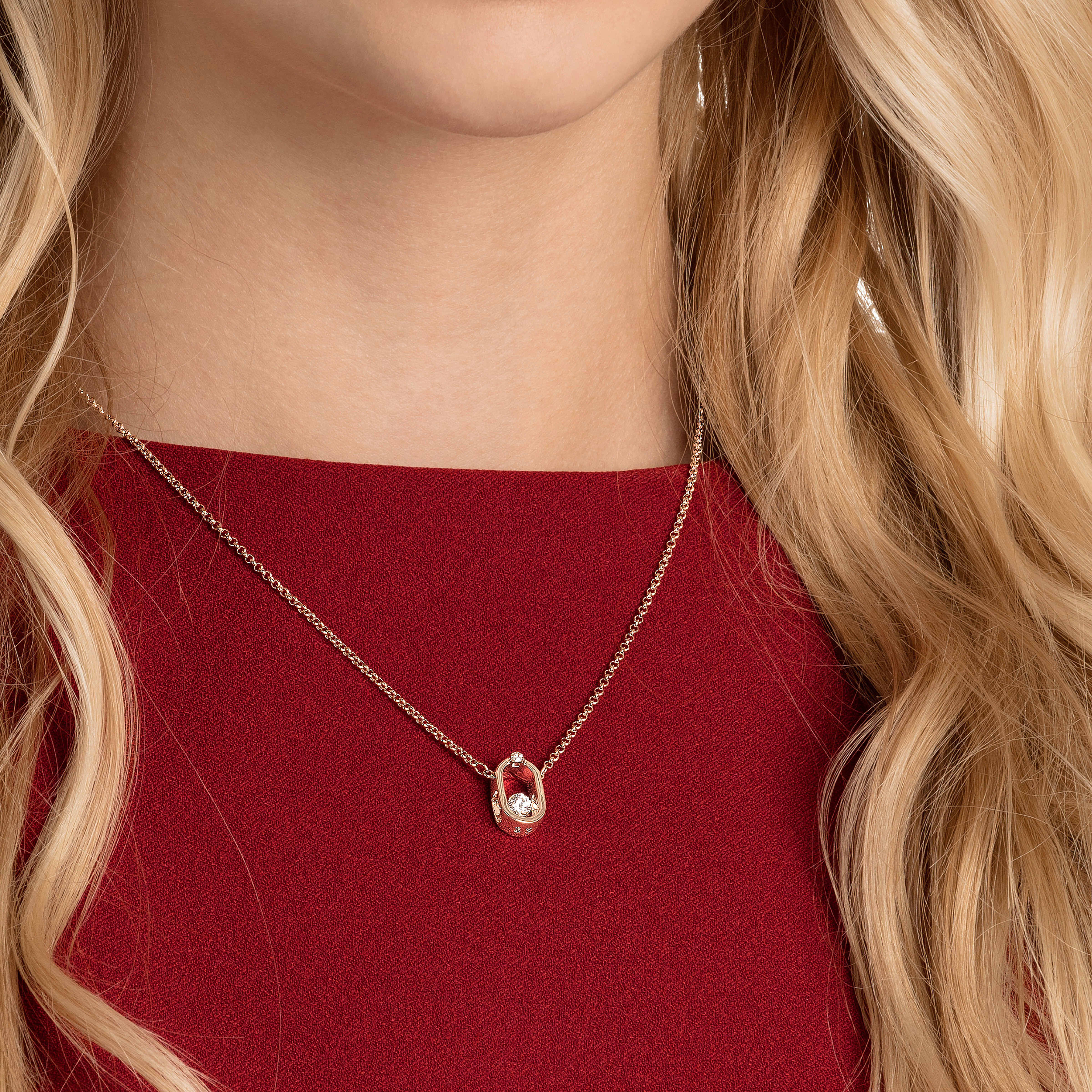 swarovski عقد north، لون أبيض، طلاء ذهبي وردي