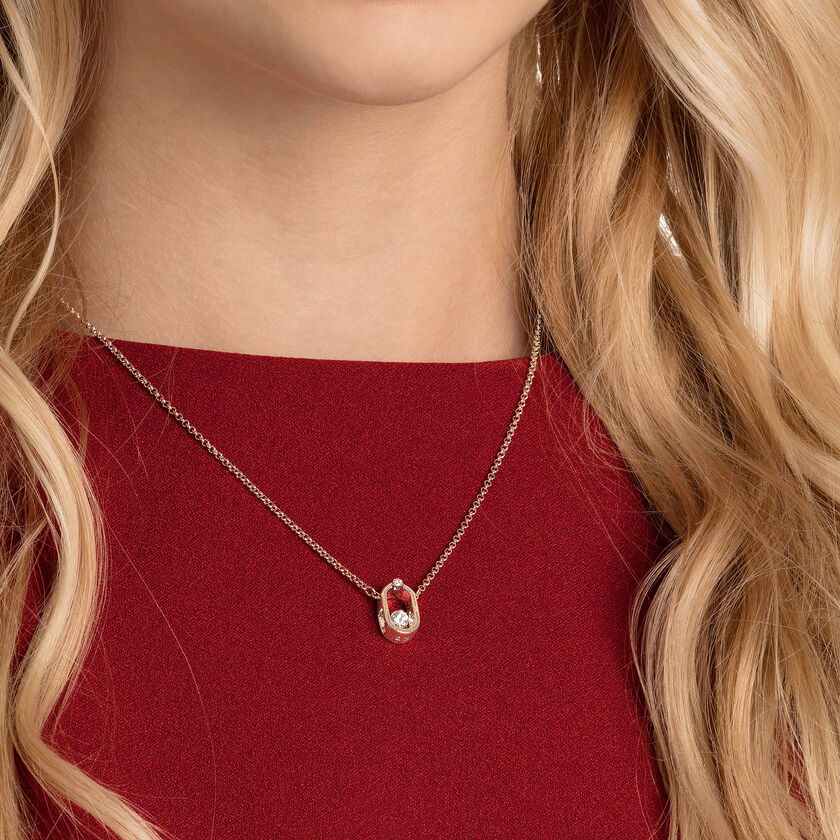 swarovski عقد north، لون أبيض، طلاء ذهبي وردي