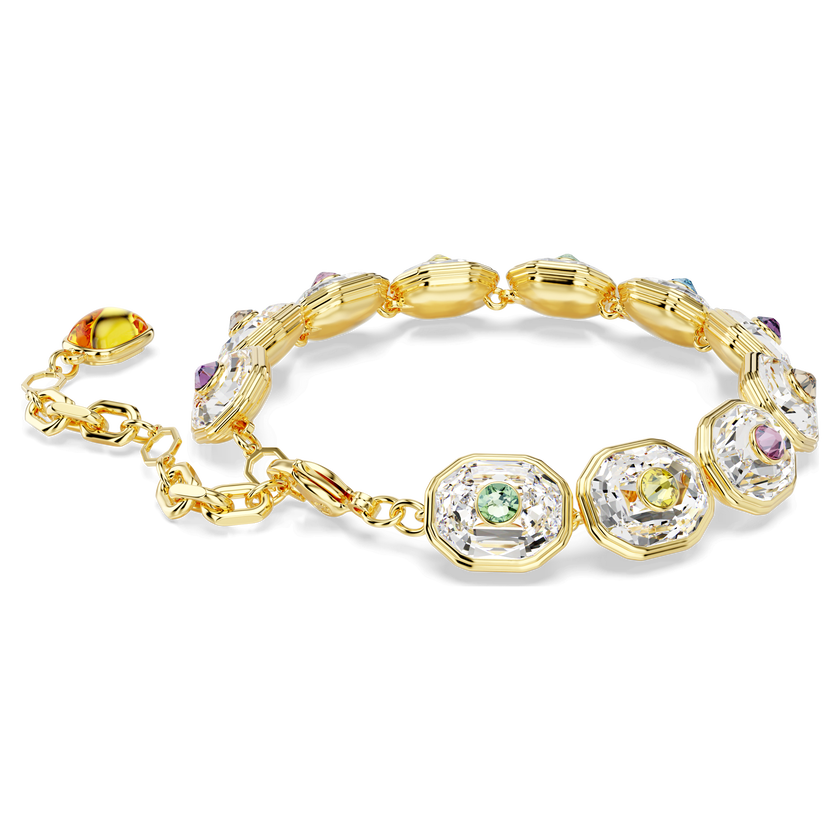 swarovski سوار choma tennis، قطع مُثَمَّن، ألوان متعددة، طلاء باللون الذهبي