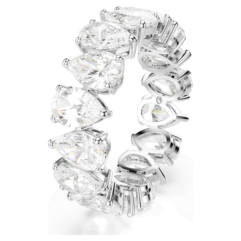 swarovski خاتم matrix vitorre، قطع على شكل كمثرى، لون أبيض، لمسة نهائية باللون الفضي