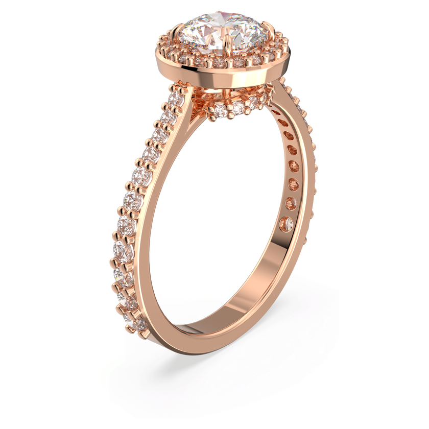 swarovski خاتم كوكتيل una angelic، قطع مستدير، كريستالات متراصة، لون أبيض، طلاء ذهبي وردي