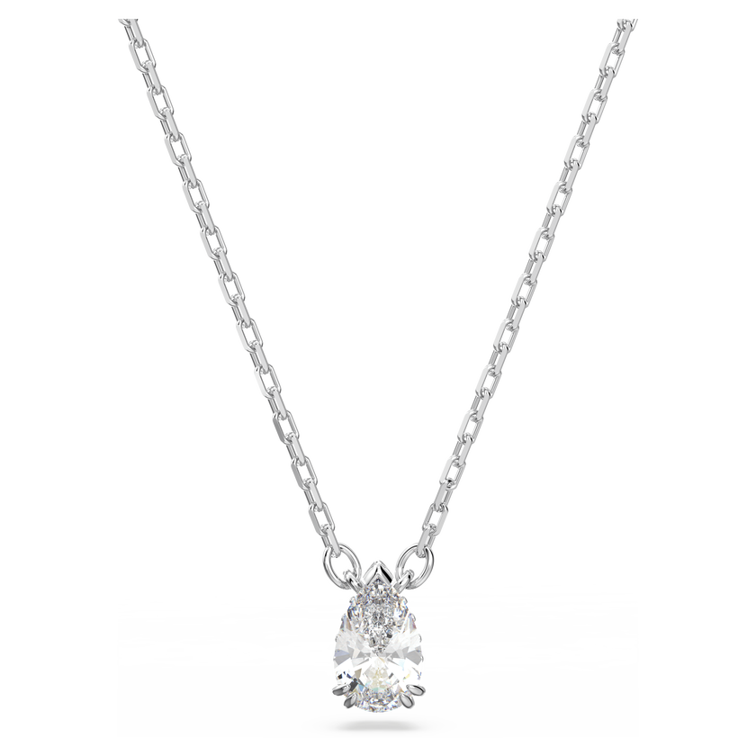 swarovski قلادة stilla، قطع على شكل كمثري، لون أبيض، طلاء روديوم