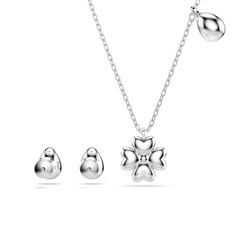 swarovski symbolica set  clover  blue  rhodium plated