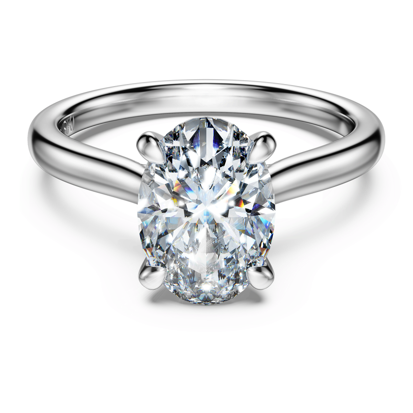 swarovski خاتم سوليتير eternity، أحجار ألماس مُصنعة في المختبر بإجمالي 2 قيراط، قطع بيضاوي، ذهب أبيض عيار 18