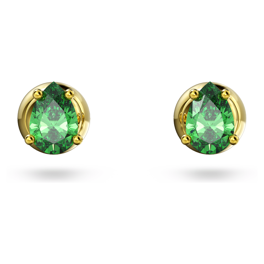 swarovski أقراط دبوسية chroma، قطع على شكل كمثري، لون أخضر، طلاء بلون ذهبي