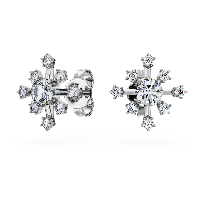 swarovski أقراط دبوسية galaxy، أحجار ألماس مُصنعة في المختبر بإجمالي 0 5 قيراط، ذهب أبيض عيار 18