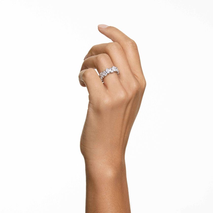 swarovski خاتم matrix vitorre، قطع على شكل كمثرى، لون أبيض، لمسة نهائية باللون الفضي