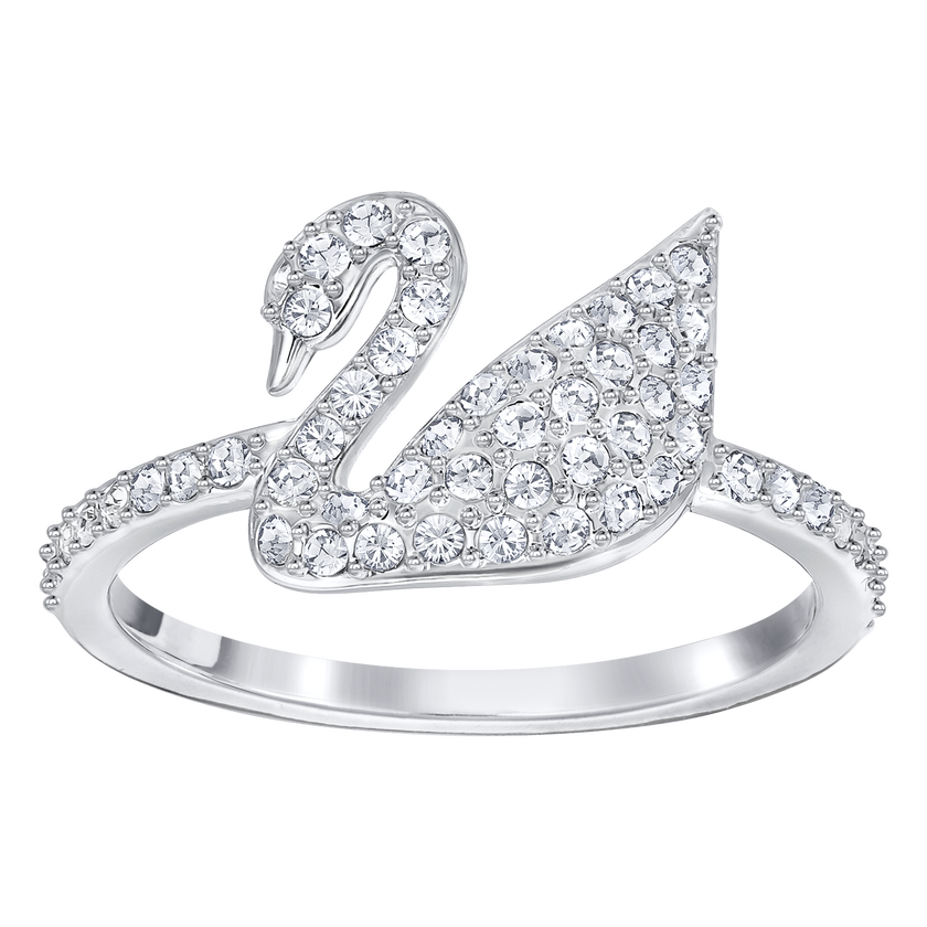 swarovski خاتم iconic swan،   أبيض،  بطلاء  من  الروديوم