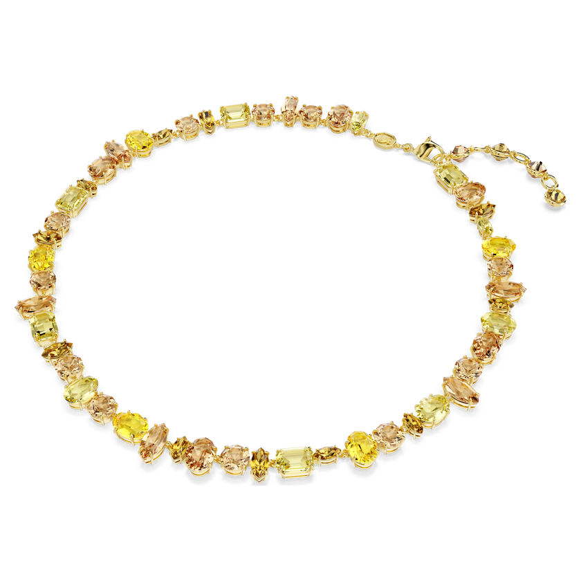 swarovski عقد gema tennis، قطع متنوع، لون أصفر، طلاء باللون الذهبي