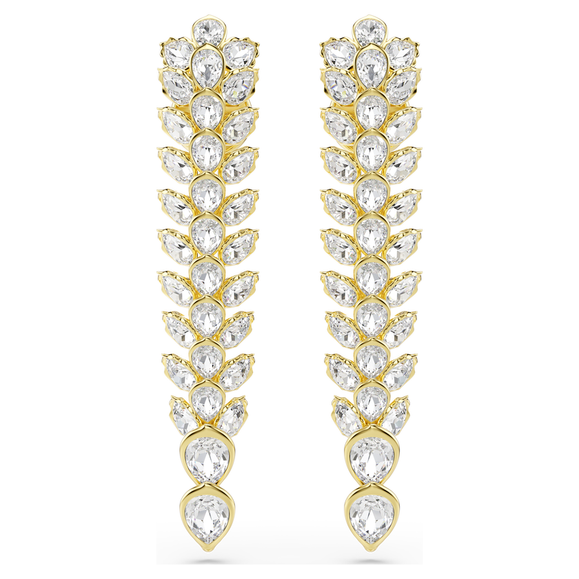 swarovski أقراط متدلية idyllia، قطع متنوع، تصميم طويل، لون أبيض، طلاء باللون الذهبي