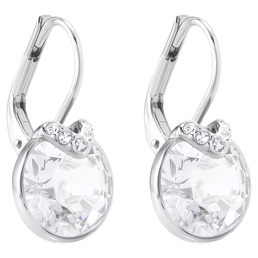 swarovski أقراط bella على شكل حرف v للأذن المثقوبة، لون أبيض، طلاء روديوم
