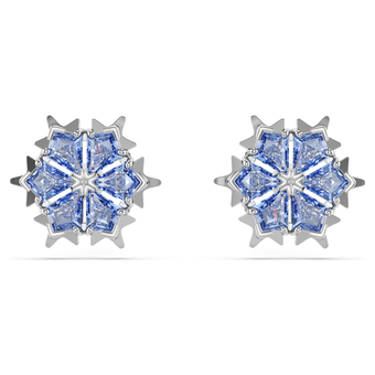 swarovski أقراط دبوسية magic، شكل دفة ثلج، لون أزرق، طلاء روديوم