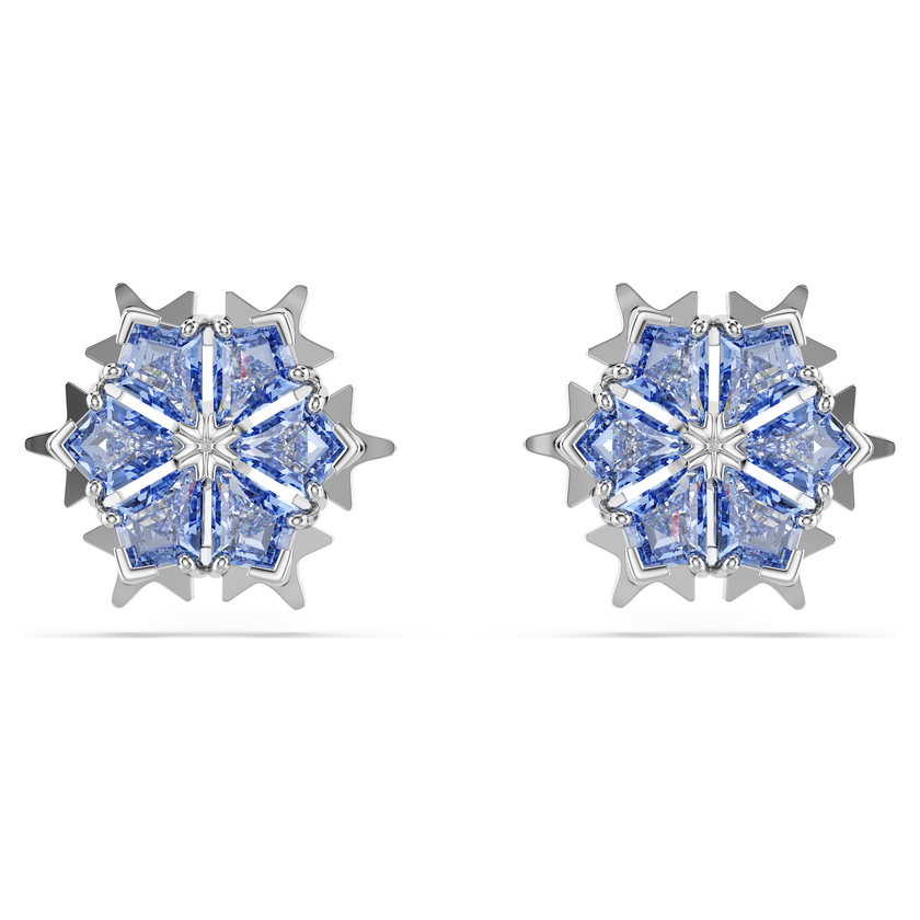 swarovski أقراط دبوسية magic، شكل دفة ثلج، لون أزرق، طلاء روديوم