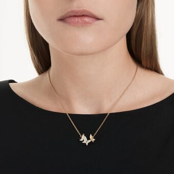 swarovski عقد idyllia lilia، فراشة، لون أبيض، لمسة نهائية من الذهب عيار 18 قيراط