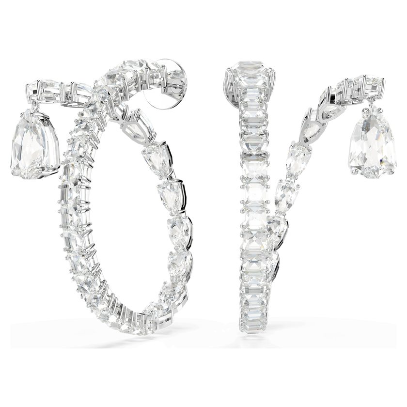 swarovski أقراط حلقية matrix، قطع متنوع، لون أبيض، طلاء روديوم